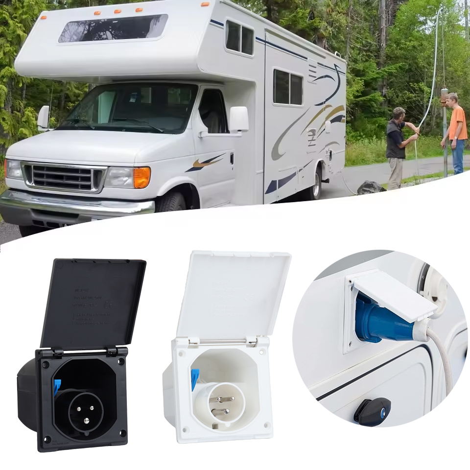 Power Supply - RV 電源プラグソケット 220V-240V 16A 外部フラッシュフックアップ防水プラグソケット適用キャラバンキャンピングカーアクセサリー