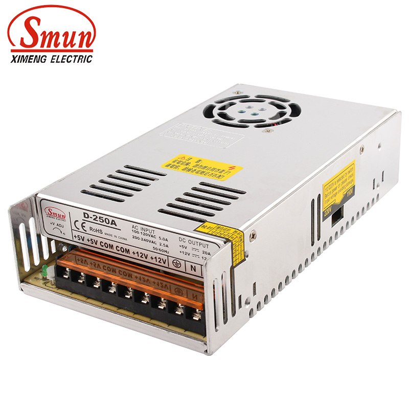 Smps Power Supply - Smun D-250A 250ワット5v 12vデュアル出力スイッチング電源5v 20A/12v 12.5A