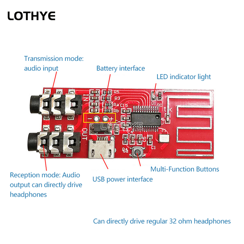 Modular Power Supply - ブルートゥース5.0ステレオヘッドセット,受信機モジュール,USB電源,リチウム電池