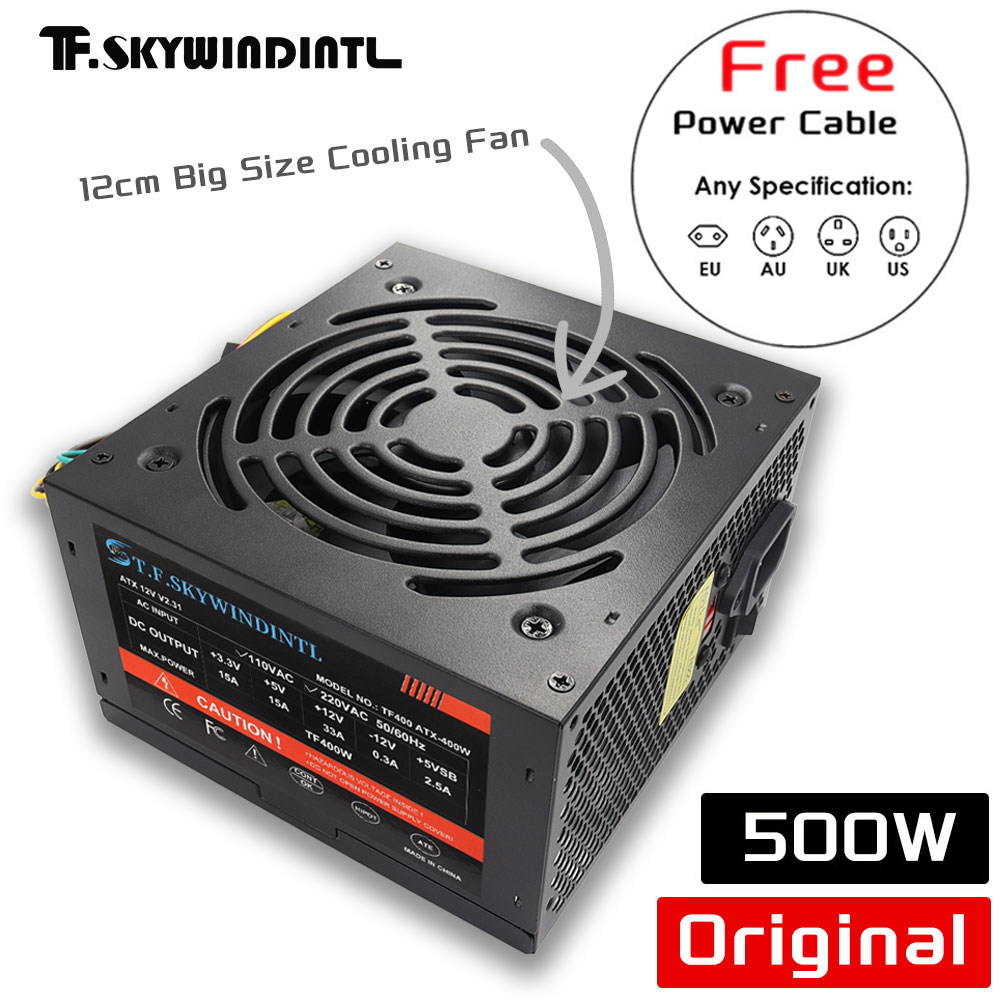 Power Supply 650W - 安価な500WブラックATXデスクトップゲーミングPC用PSU電源ユニット、120mmブラック冷却ファン付き、デスクトップゲーミングPCサーバー用