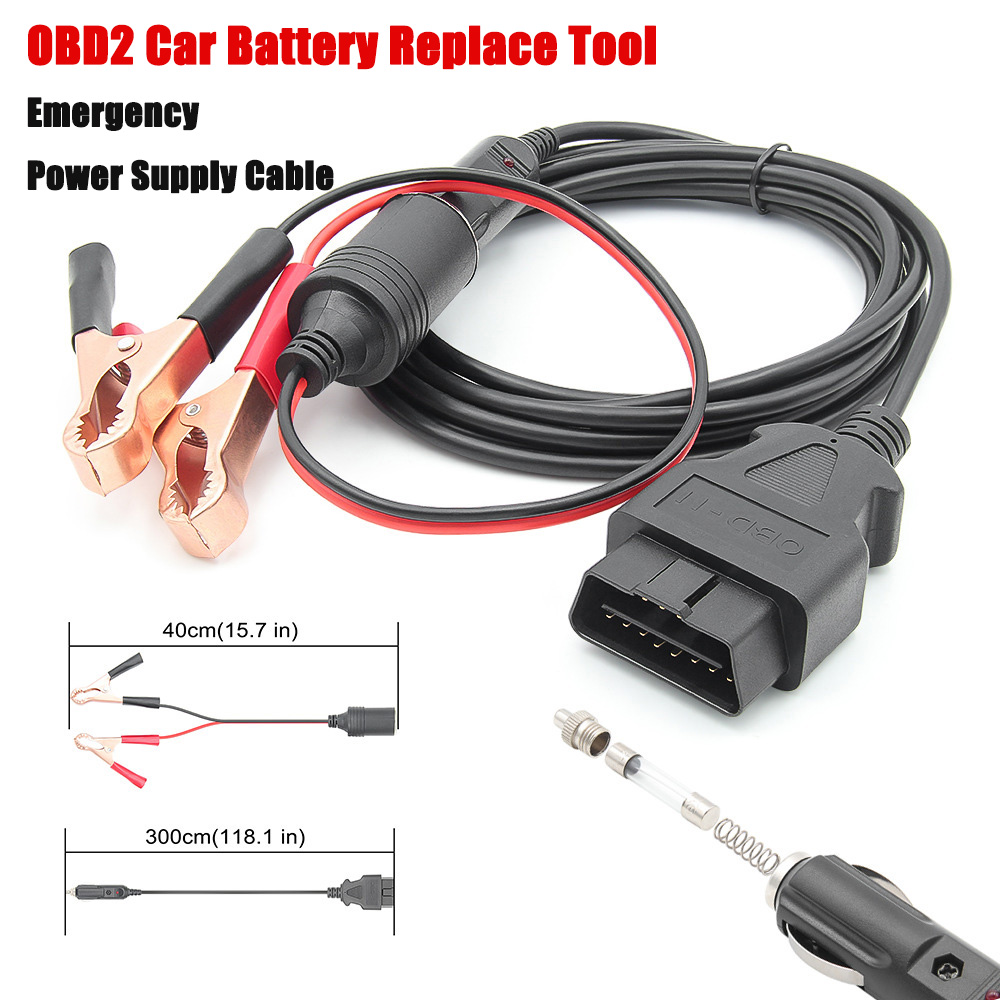 Power Supply Tester - 自動車用バッテリー交換診断ツール,OBD2,車用,ecu,メモリセーバー,バッテリープラグ,ユニバーサル緊急電源ケーブル,obd ii