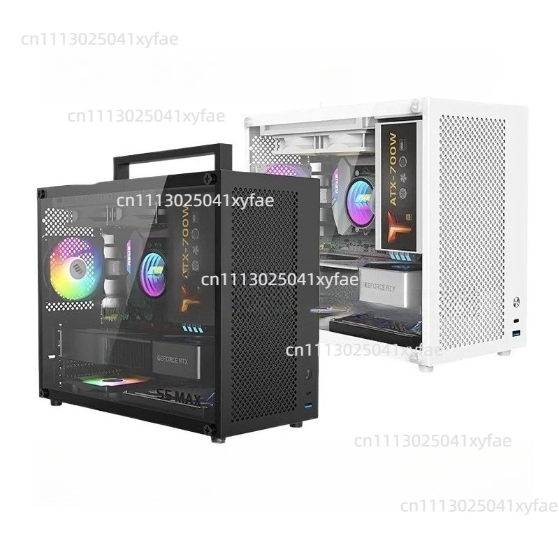 Psu Computer - S5MAX ホワイトPCケース、MATX / Mini ITXミッドタワーシャーシ、SFX電源、強化ガラスサイドパネル、空のデスクトップコンピューターケース