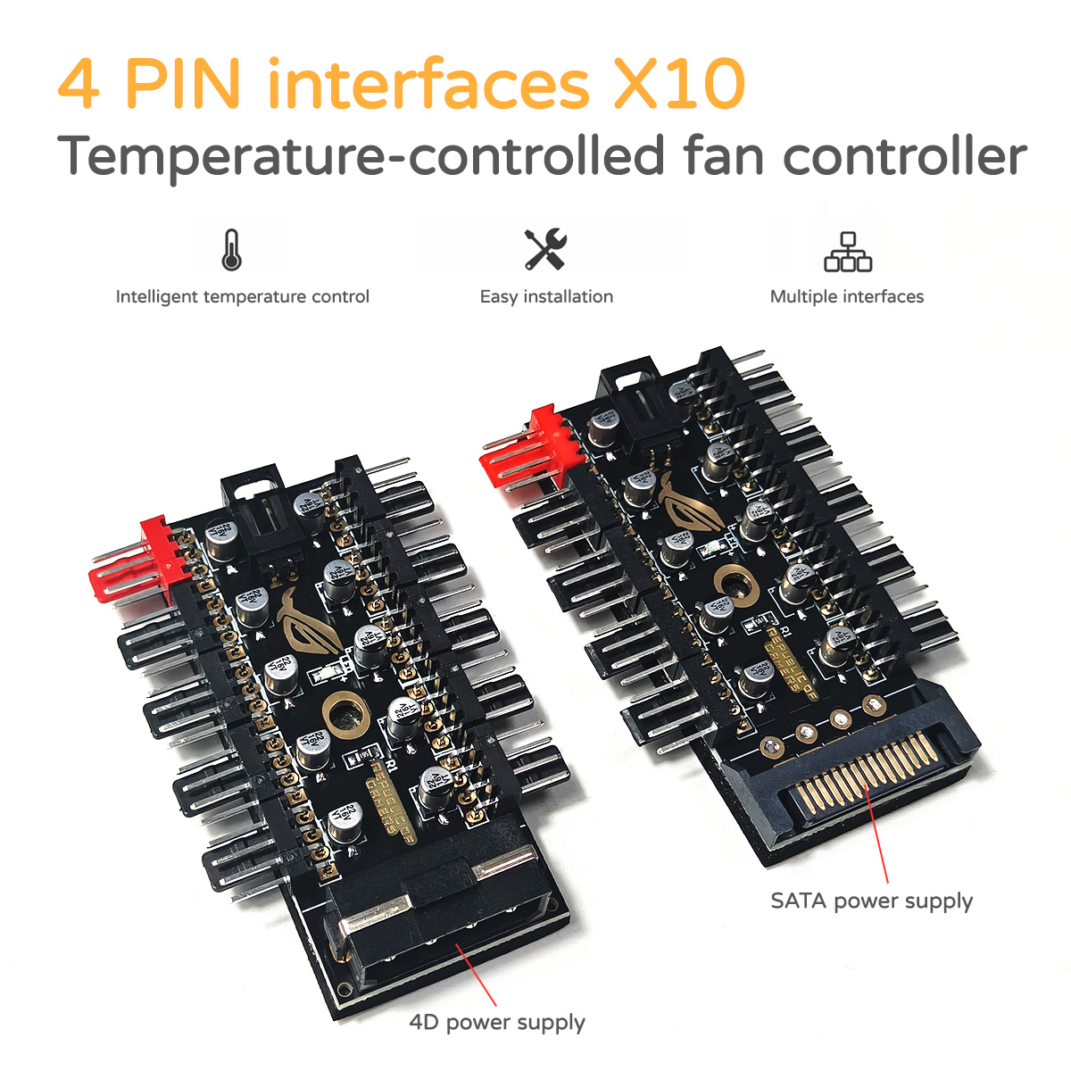 12V 4ピン PWM ファンコントローラーハブ、10ウェイ - Pc Power Supply のレビューと価格