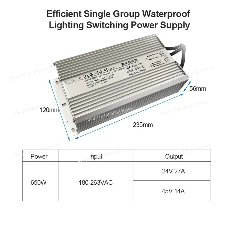 650W防水IP67電源：AC 220VからDC 24V/3 - Power Supply 650W のレビューと価格