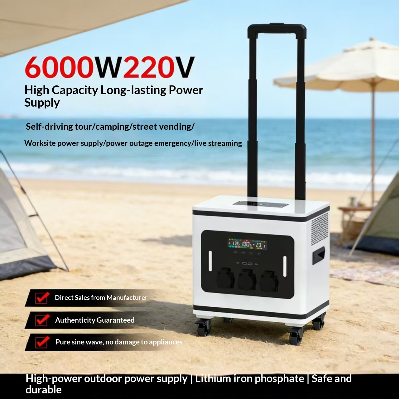 リチウムイオン電池屋外モバイル電源220v大容量ポータブルハ - Power Supply のレビューと価格