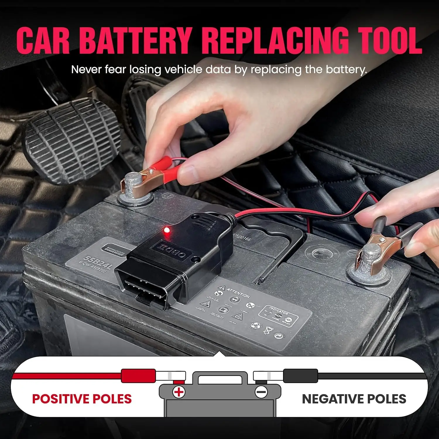 OBD II 車用メモリセーバーケーブル、ワニ口クリップ2個 - Power Supply Tester のレビューと価格