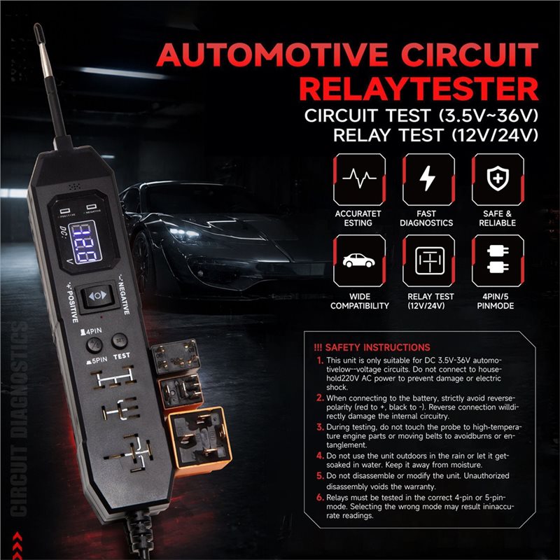 新製品-自動車用リレーテスター、車両用デジタル回路テスター、 - Power Supply Tester のレビューと価格